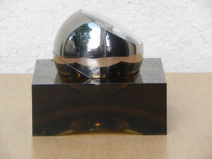 I Like Mike's Mid-Century Modern Clock Swiza Rare Chrome Ball Clock in Smoked Lucite Base