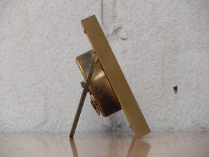 I Like Mike's Mid Century Modern Clock Swiza Sheffield Square Brass Framed Wind Up Clock