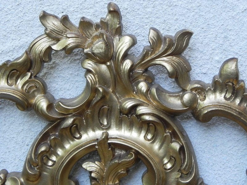 I Like Mike's Mid Century Modern Clock Syroco Gold Resin Rococo Wall Clock