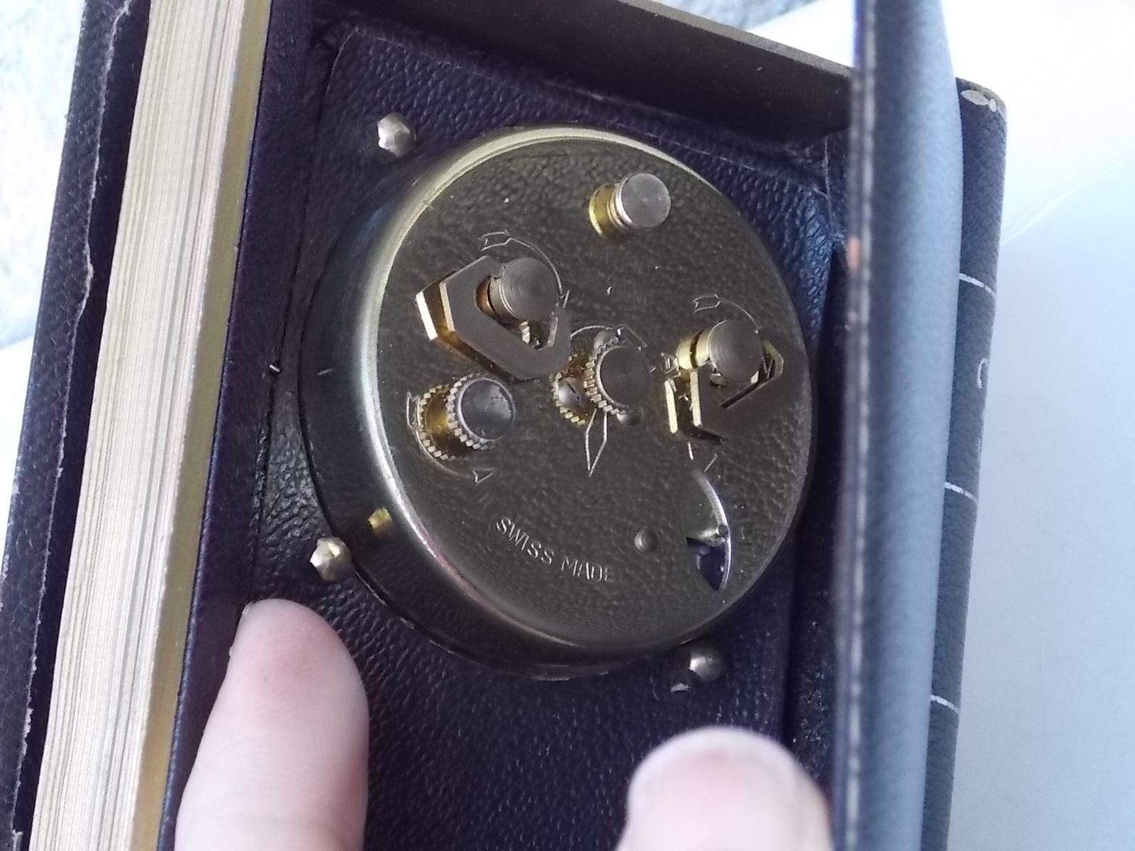 I Like Mike's Mid Century Modern Clock "The Four Zone" Book Style Travel Clock by Remembrance, Swiss Made