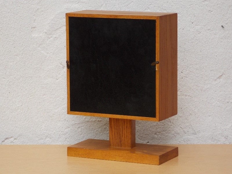 I Like Mike's Mid-Century Modern Clock Ti-Chron Square Oak Black Mantel Clock on Pedestal