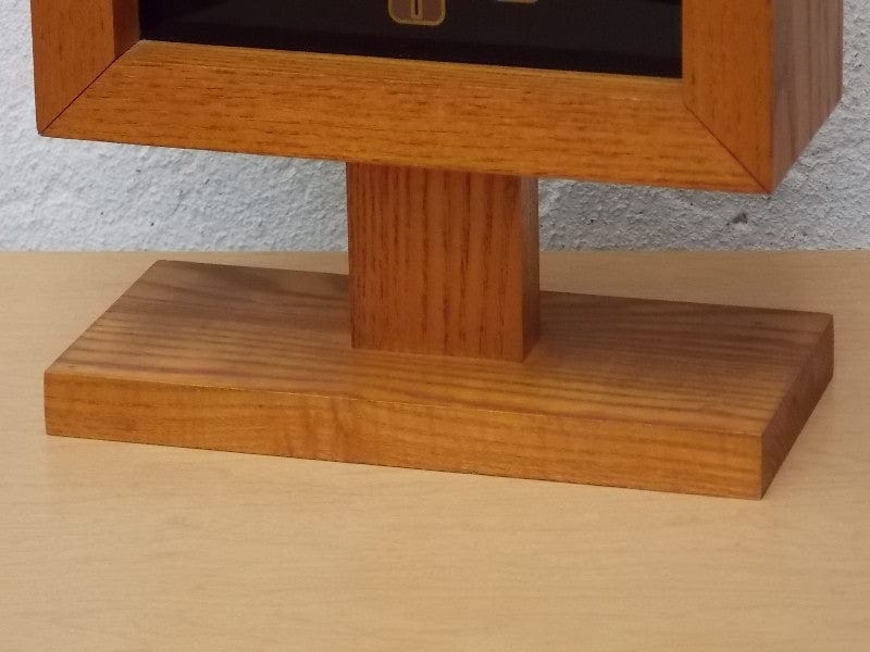 I Like Mike's Mid-Century Modern Clock Ti-Chron Square Oak Black Mantel Clock on Pedestal