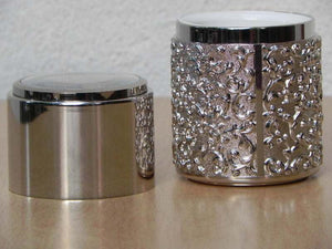 I Like Mike's Mid-Century Modern Clock Vintage Bulova Silver Cylindrical Desk Alarm Clock with Compartment