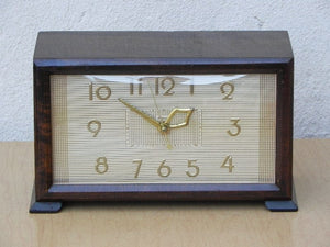 I Like Mike's Mid Century Modern Clock Vintage Imperial Modern Chiming Wooden Mantel Clock