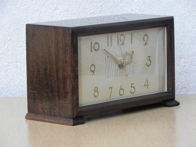 I Like Mike's Mid Century Modern Clock Vintage Imperial Modern Chiming Wooden Mantel Clock