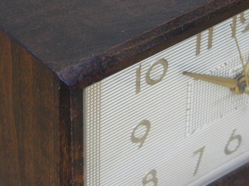 I Like Mike's Mid Century Modern Clock Vintage Imperial Modern Chiming Wooden Mantel Clock