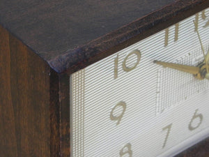 I Like Mike's Mid Century Modern Clock Vintage Imperial Modern Chiming Wooden Mantel Clock