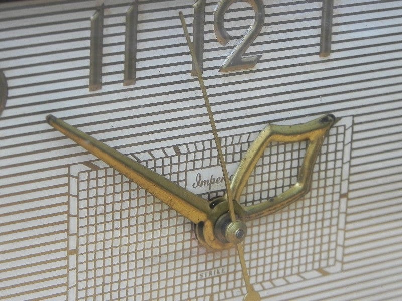 I Like Mike's Mid Century Modern Clock Vintage Imperial Modern Chiming Wooden Mantel Clock