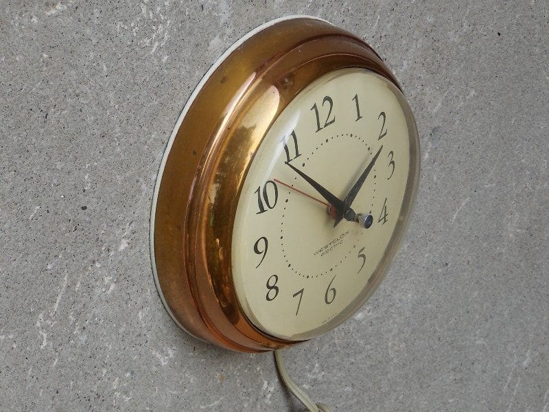 I Like Mike's Mid-Century Modern Clock Westclox Electric Round Copper Kitchen Wall Clock