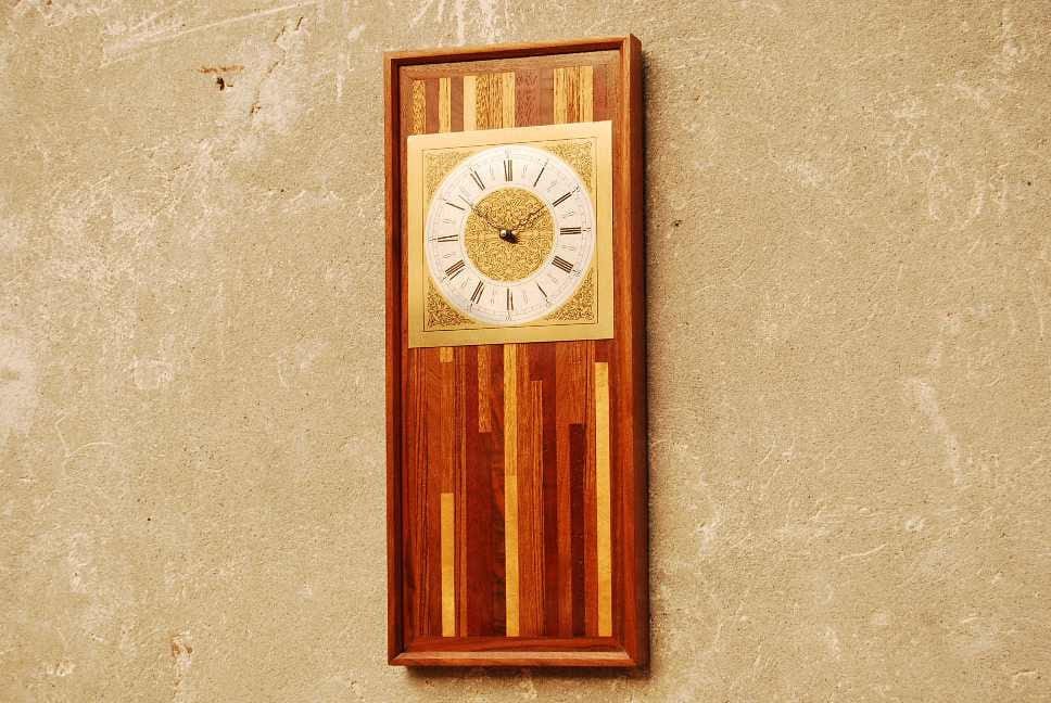 I Like Mike's Mid-Century Modern Clock Wood Rectangular Butcher Block Wall Clock