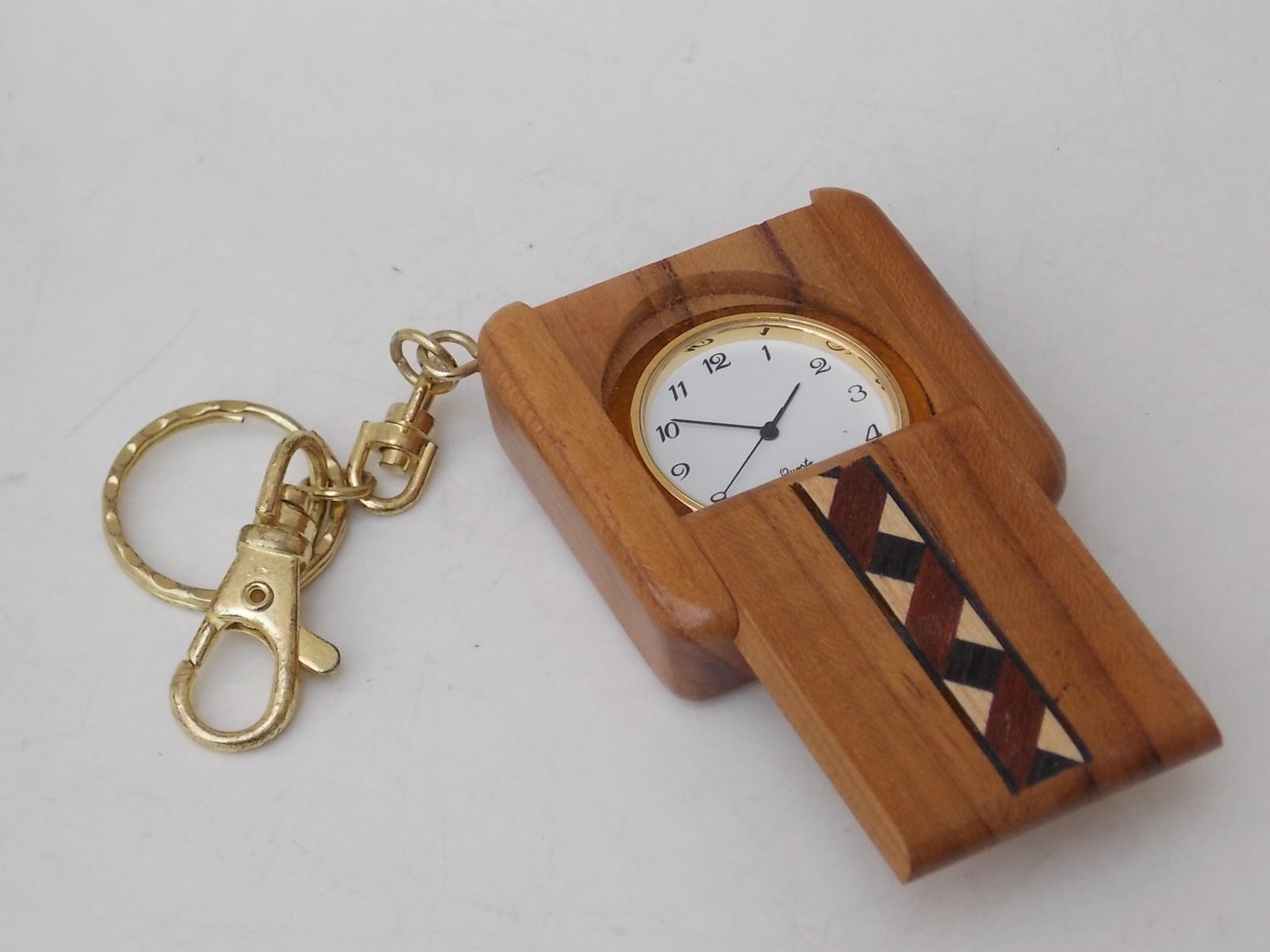 I Like Mike's Mid Century Modern Clock Wooden Artisan Key Chain Clock, Quartz, Small Heart