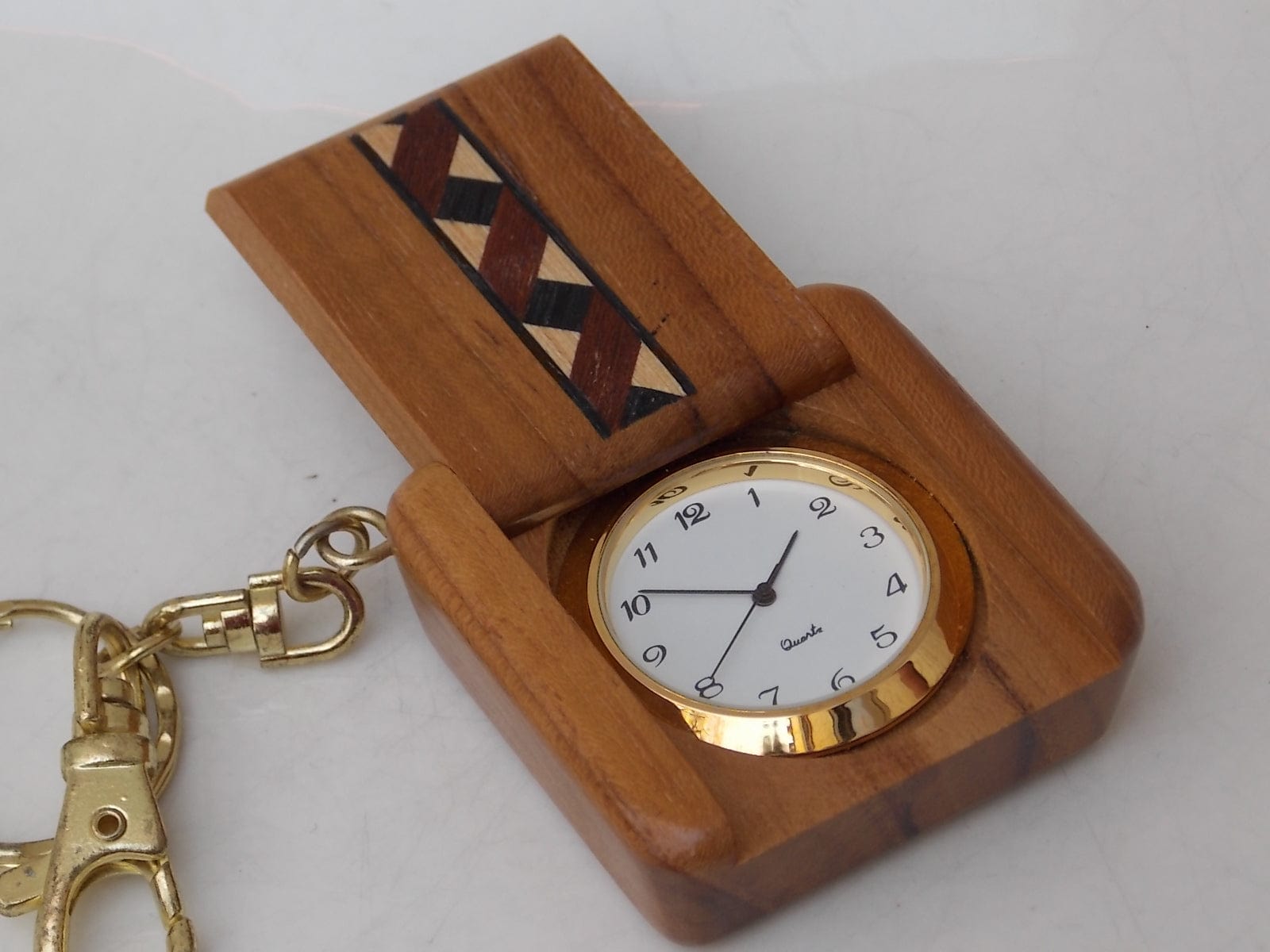 I Like Mike's Mid Century Modern Clock Wooden Artisan Key Chain Clock, Quartz, Small Heart