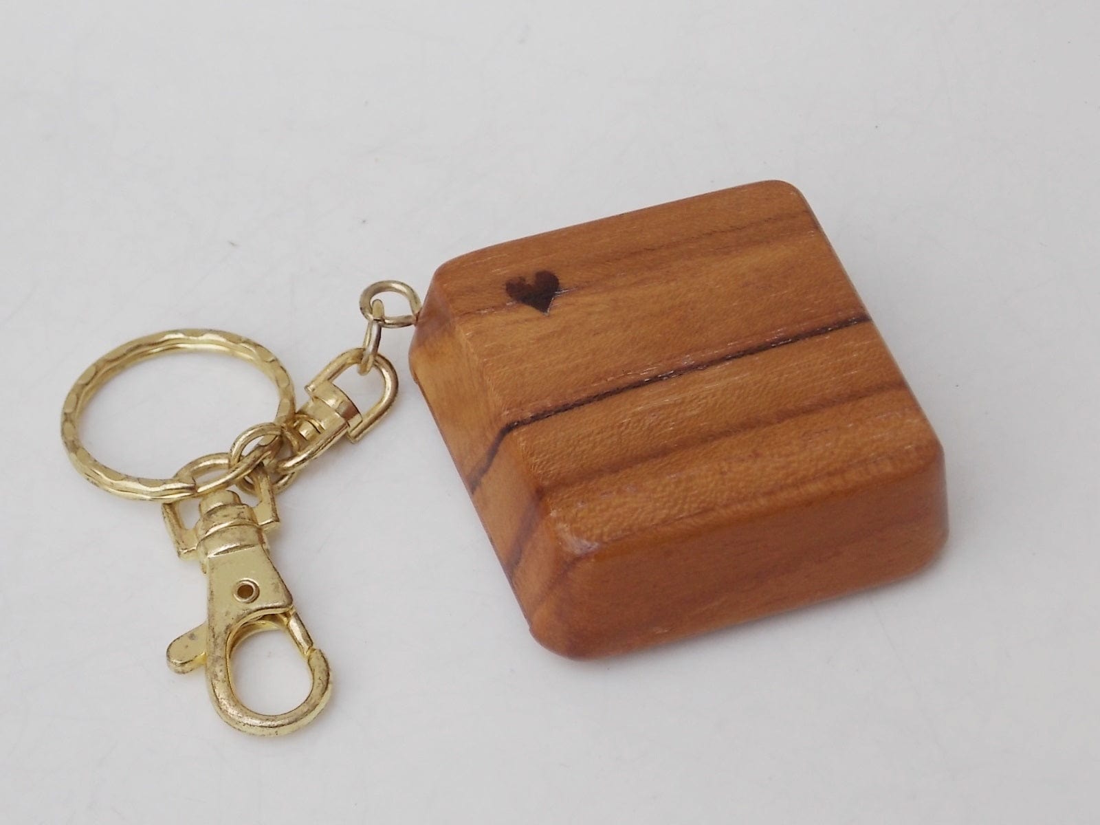I Like Mike's Mid Century Modern Clock Wooden Artisan Key Chain Clock, Quartz, Small Heart