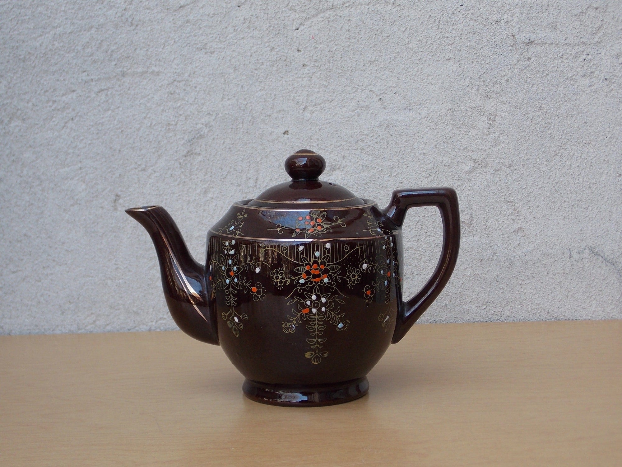 I Like Mike's Mid Century Modern Coffee Servers & Tea Pots Small Brown Ceramic Hand Painted Tea Pot Made in Japan