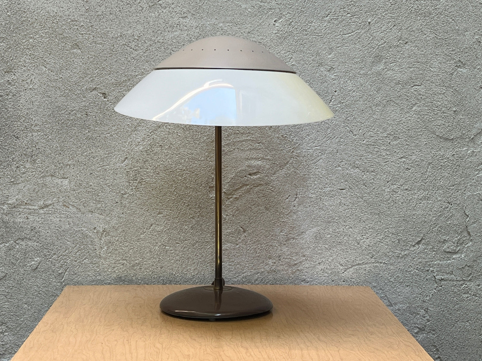 I Like Mike's Mid Century Modern desk lamp Classic Atomic Lightolier Desk Lamp with Diffuser in Taupe, Adjustable, All Original