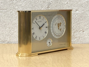 I Like Mike's Mid Century Modern Desk & Shelf Clocks Seiko Brass Rectangular World Desk Table Clock