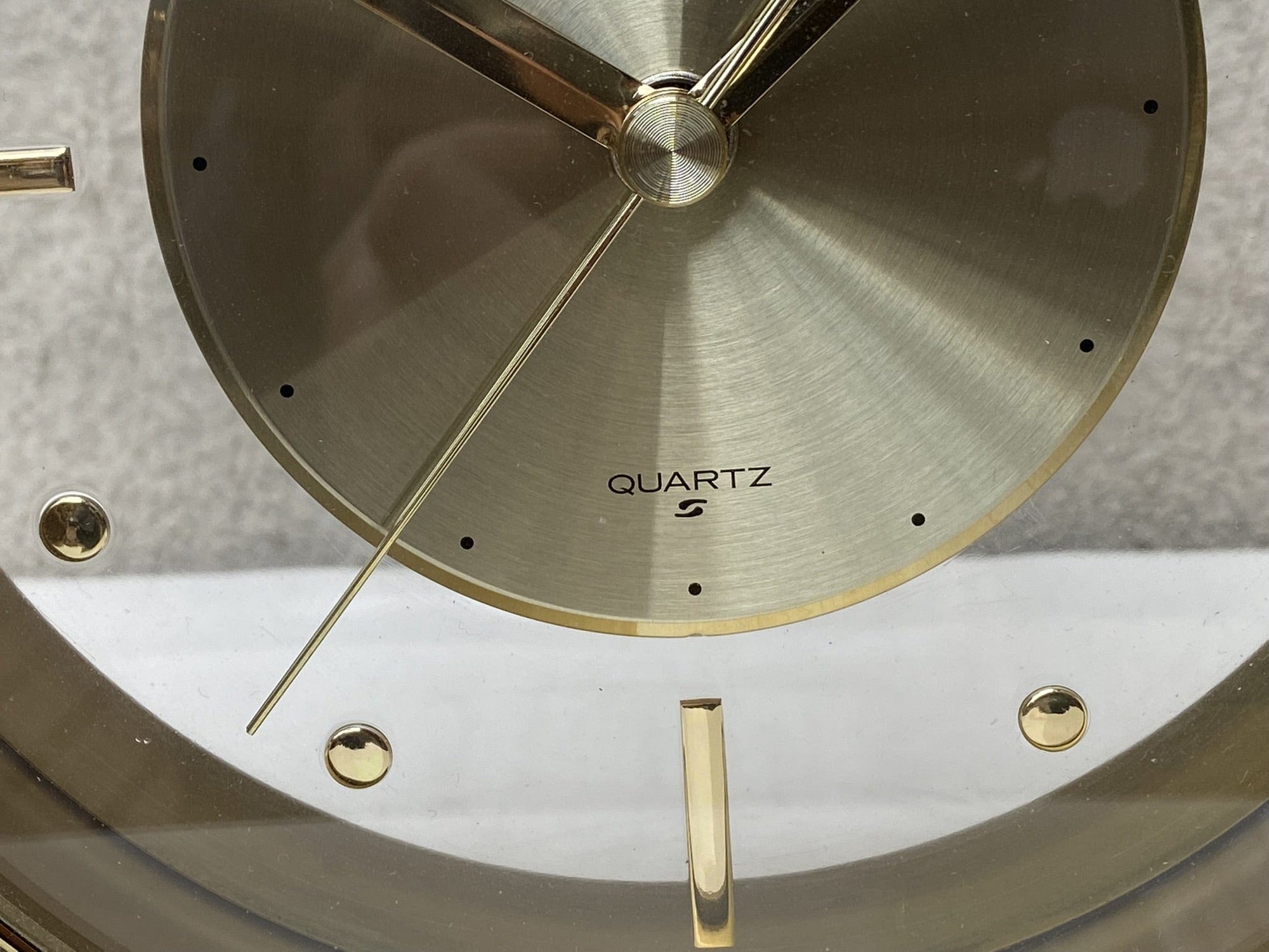 I Like Mike's Mid Century Modern Desk & Shelf Clocks Seiko Round Brass Floating Desk or Mantle Clock