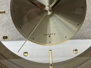 I Like Mike's Mid Century Modern Desk & Shelf Clocks Seiko Round Brass Floating Desk or Mantle Clock