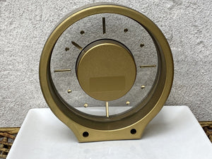 I Like Mike's Mid Century Modern Desk & Shelf Clocks Seiko Round Brass Floating Desk or Mantle Clock