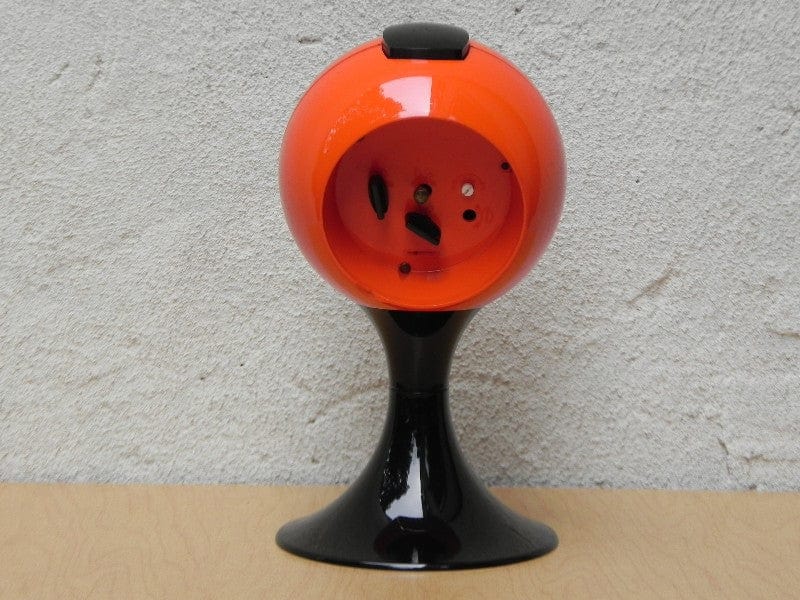I Like Mike's Mid Century Modern Florn Orange Round Pedestal Alarm Clock