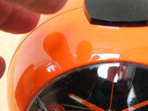 I Like Mike's Mid Century Modern Florn Orange Round Pedestal Alarm Clock