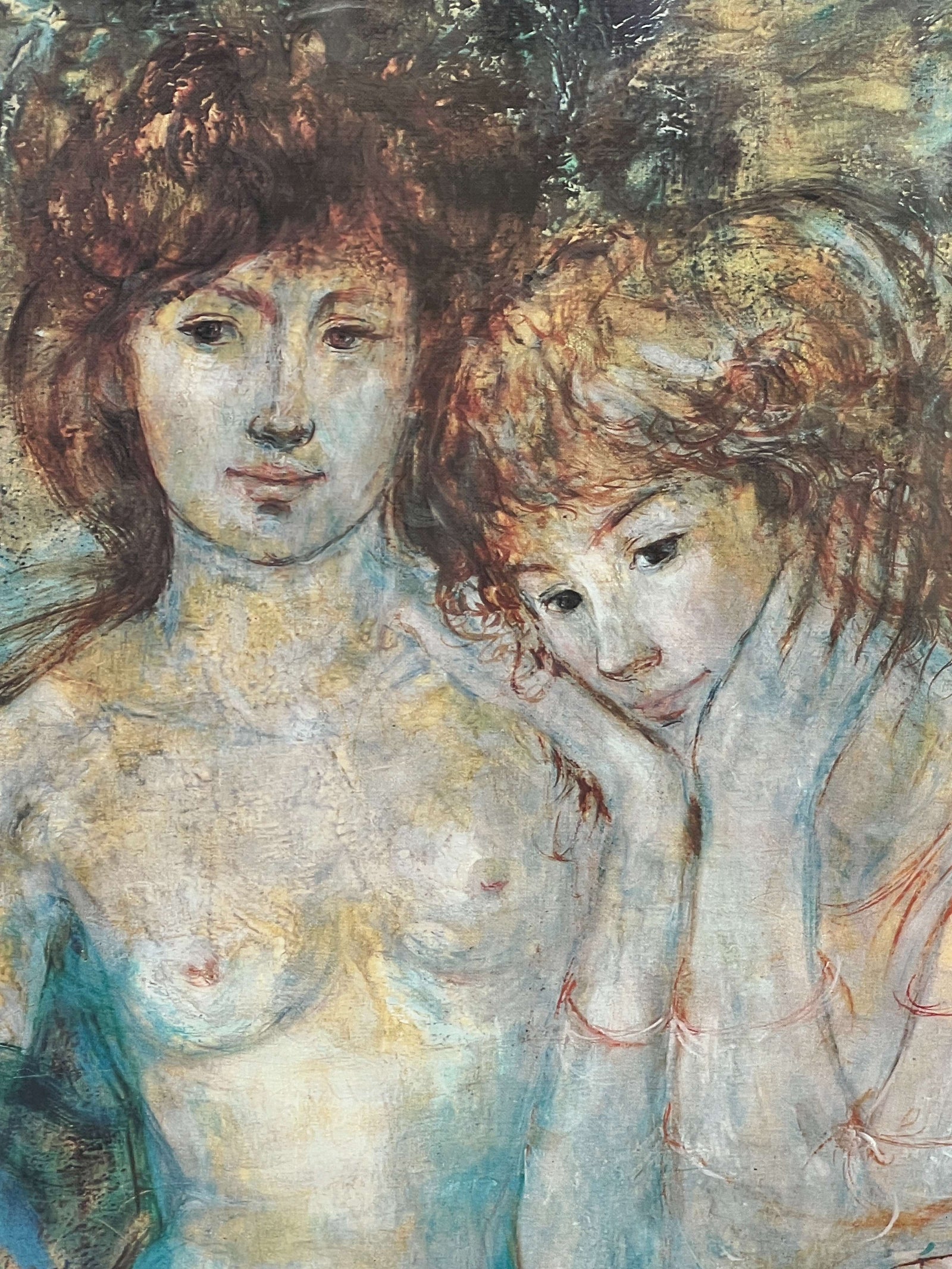 I Like Mike's Mid Century Modern framed print Three Nudes, Celebration of Edna Hibel's Fifty Years of Painting,1978, Hibel Museum of Art, Palm Beach