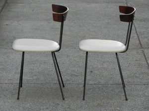 I Like Mike's Mid-Century Modern Furniture Compact Wood, Iron & Leather Dining Set - Nelson Miller Hairpin Leg Table with Two Pascoe Chairs