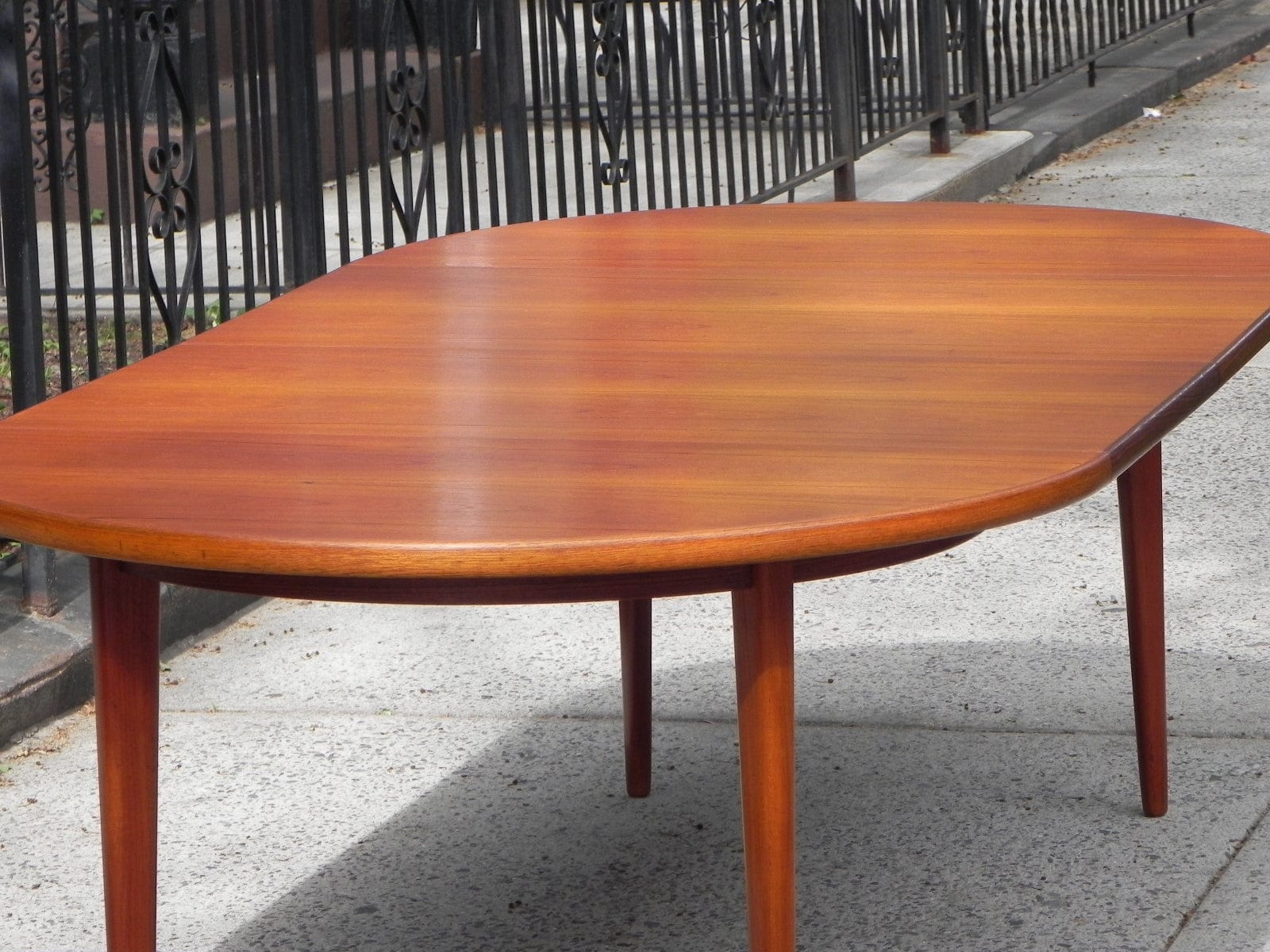 I Like Mike's Mid-Century Modern Furniture DANISH MODERN TEAK DINING SET, 100% RESTORED, 2 LEAVES & 4 REUPHOLSTERED CHAIRS