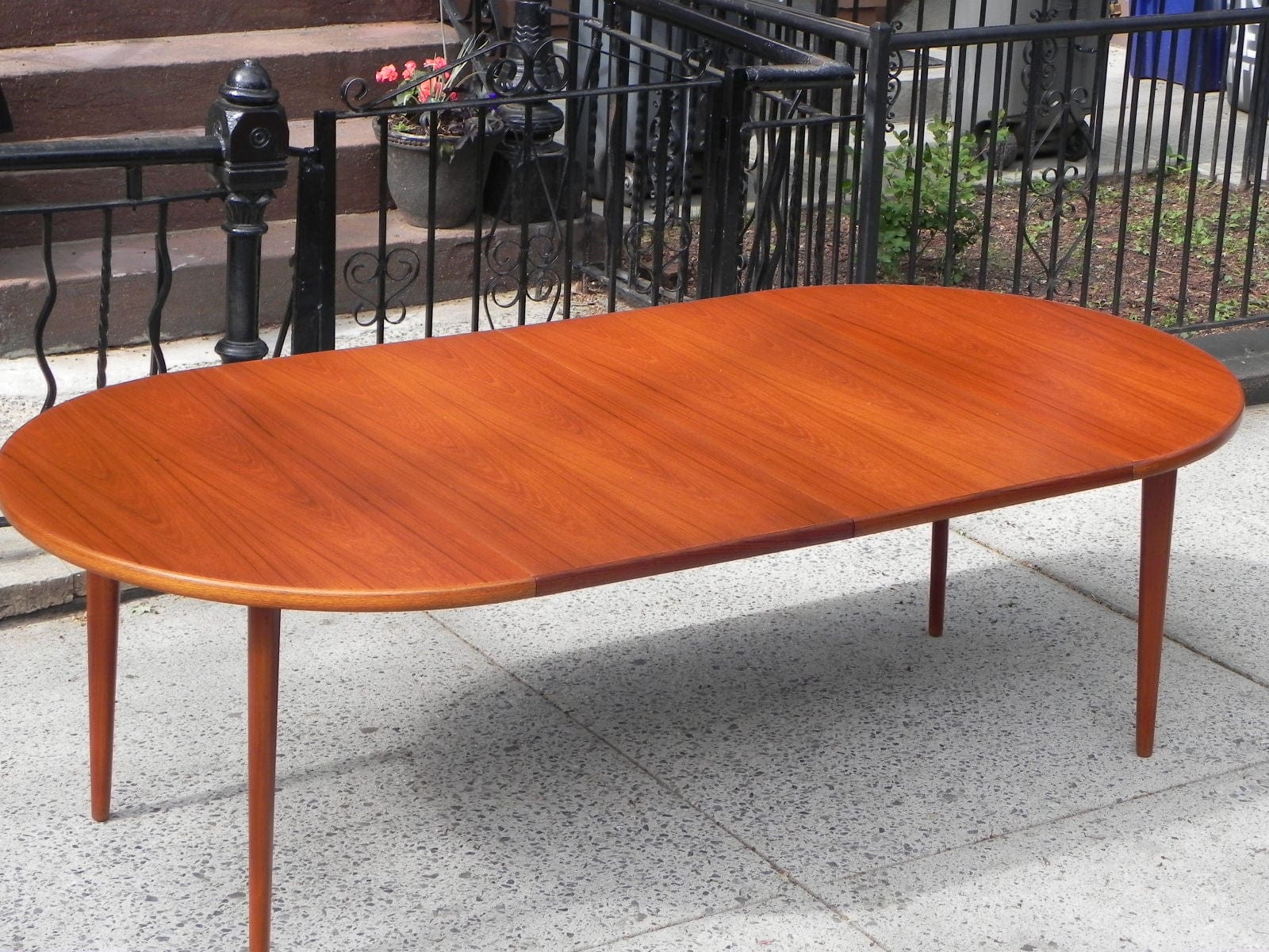 I Like Mike's Mid-Century Modern Furniture DANISH MODERN TEAK DINING SET, 100% RESTORED, 2 LEAVES & 4 REUPHOLSTERED CHAIRS