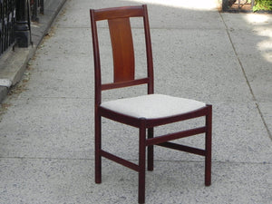 I Like Mike's Mid-Century Modern Furniture DANISH MODERN TEAK DINING SET, 100% RESTORED, 2 LEAVES & 4 REUPHOLSTERED CHAIRS