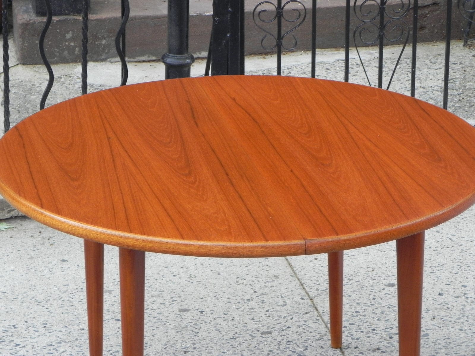 I Like Mike's Mid-Century Modern Furniture DANISH MODERN TEAK DINING SET, 100% RESTORED, 2 LEAVES & 4 REUPHOLSTERED CHAIRS