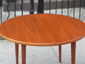 I Like Mike's Mid-Century Modern Furniture DANISH MODERN TEAK DINING SET, 100% RESTORED, 2 LEAVES & 4 REUPHOLSTERED CHAIRS