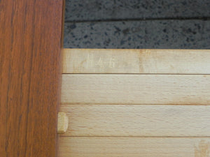 I Like Mike's Mid-Century Modern Furniture DANISH MODERN TEAK DINING SET, 100% RESTORED, 2 LEAVES & 4 REUPHOLSTERED CHAIRS