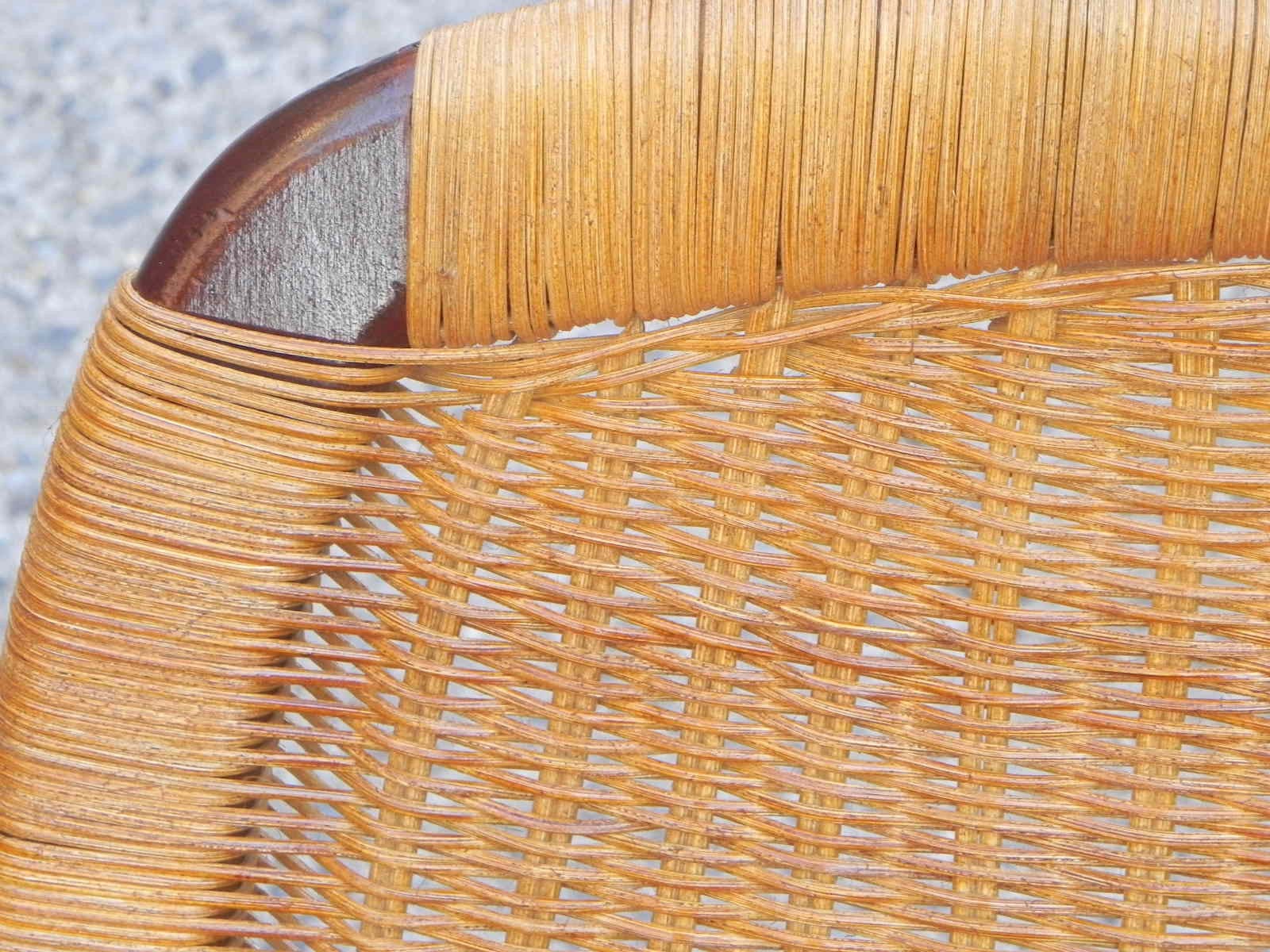 I Like Mike's Mid-Century Modern Furniture Pair Danish Modern Teak Floating Caned Back Chairs