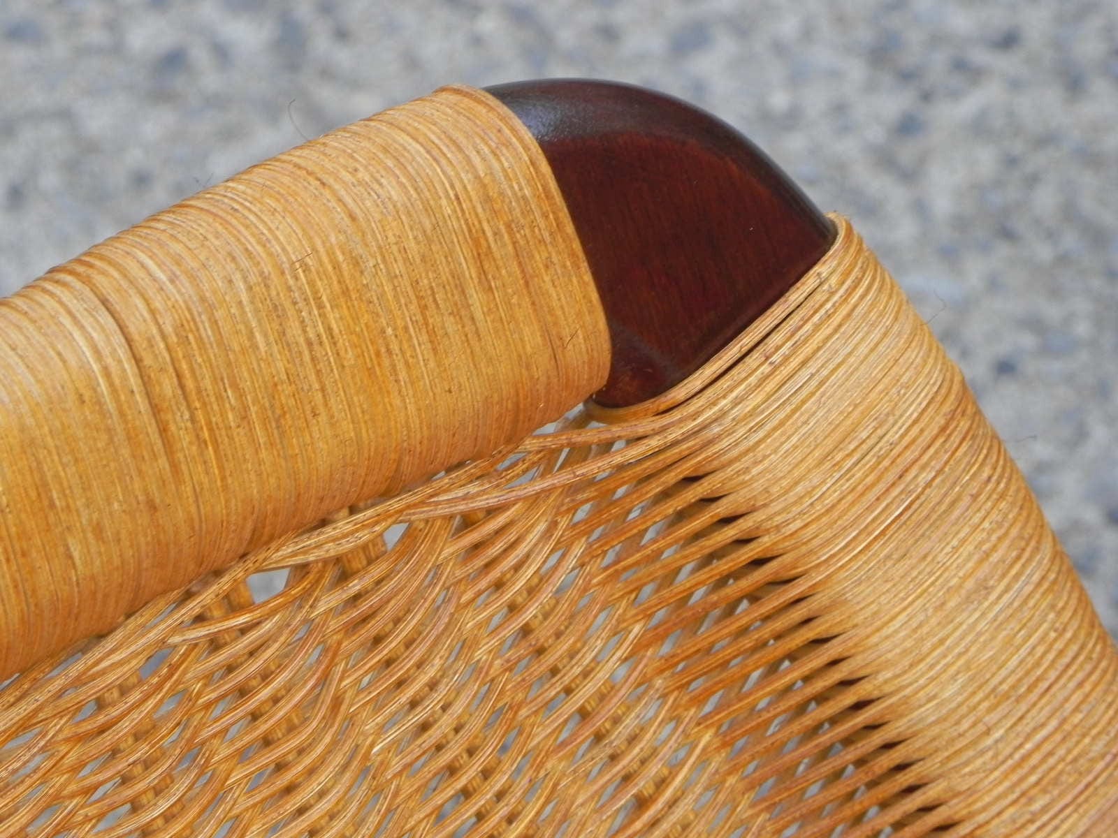 I Like Mike's Mid-Century Modern Furniture Pair Danish Modern Teak Floating Caned Back Chairs