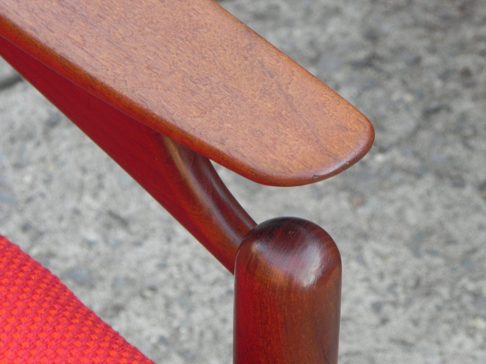 I Like Mike's Mid-Century Modern Furniture Pair Danish Modern Teak Floating Caned Back Chairs