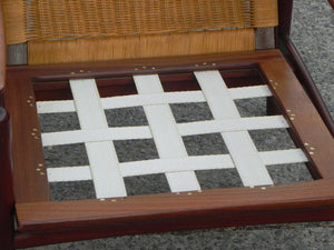 I Like Mike's Mid-Century Modern Furniture Pair Danish Modern Teak Floating Caned Back Chairs