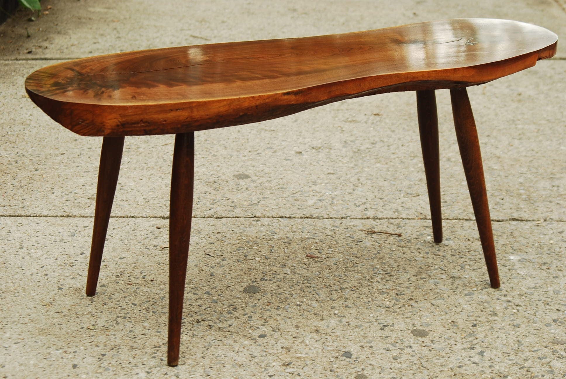 SOLD -- COMPACT AMORPHIC TREE SLAB COFFEE TABLE