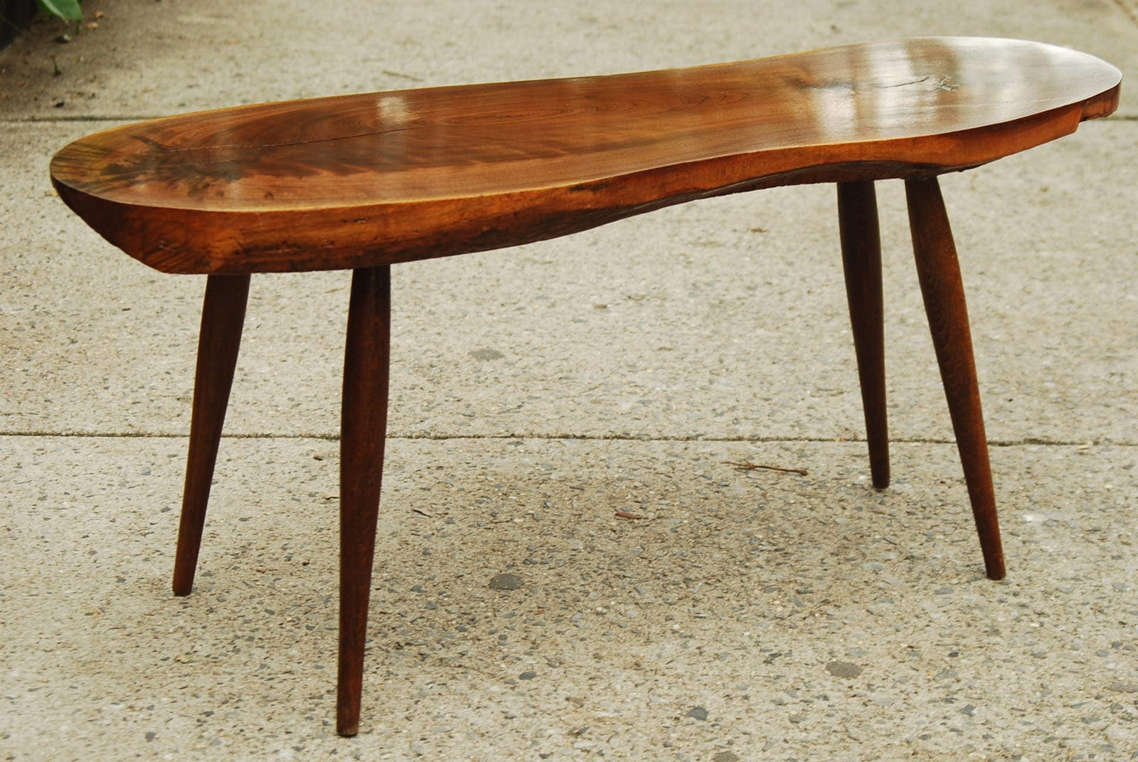 I Like Mike's Mid-Century Modern Furniture SOLD -- COMPACT AMORPHIC TREE SLAB COFFEE TABLE