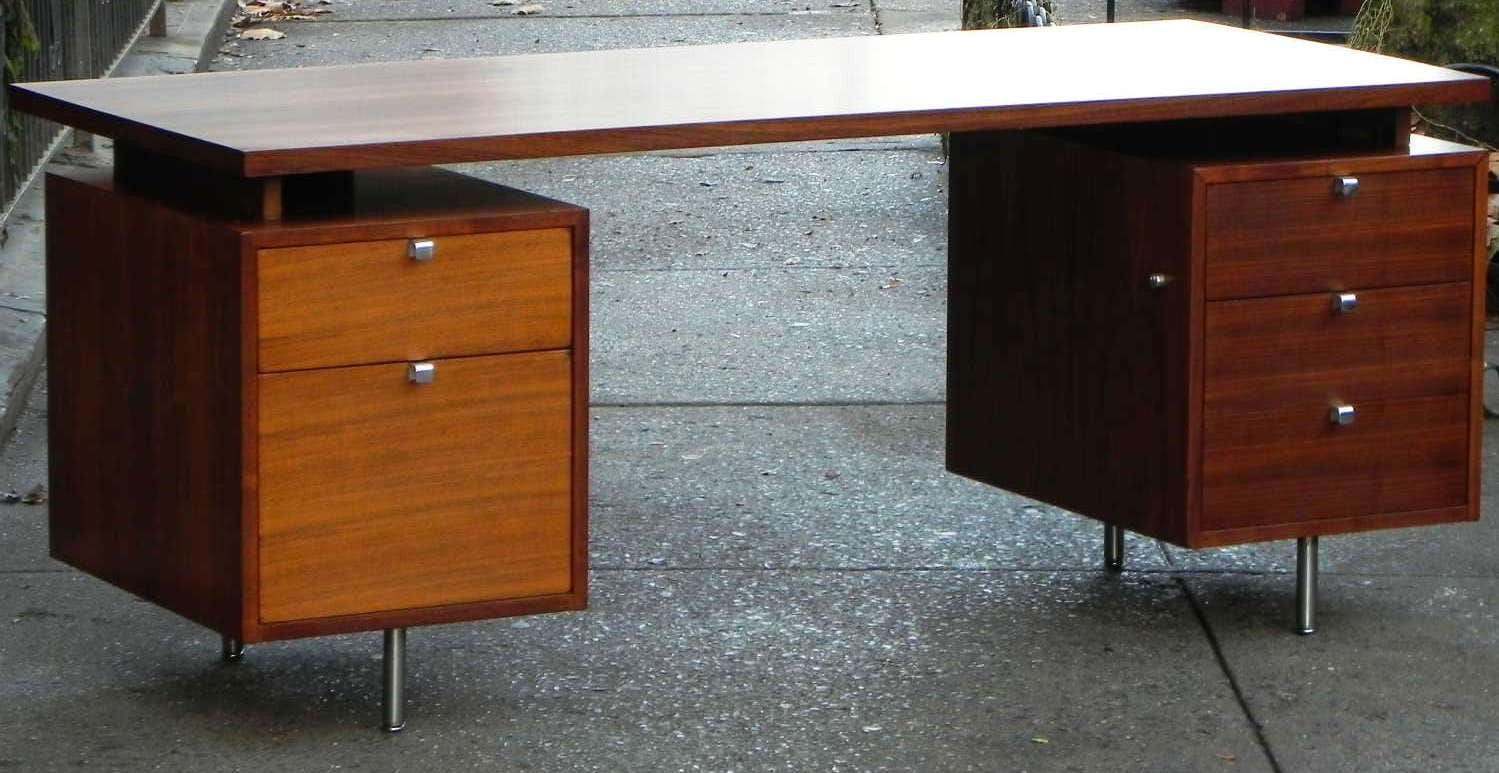 I Like Mike's Mid-Century Modern Furniture SOLD - MILLER NELSON DOUBLE PEDESTAL WALNUT EXECUTIVE D ESK