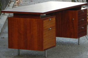I Like Mike's Mid-Century Modern Furniture SOLD - MILLER NELSON DOUBLE PEDESTAL WALNUT EXECUTIVE D ESK