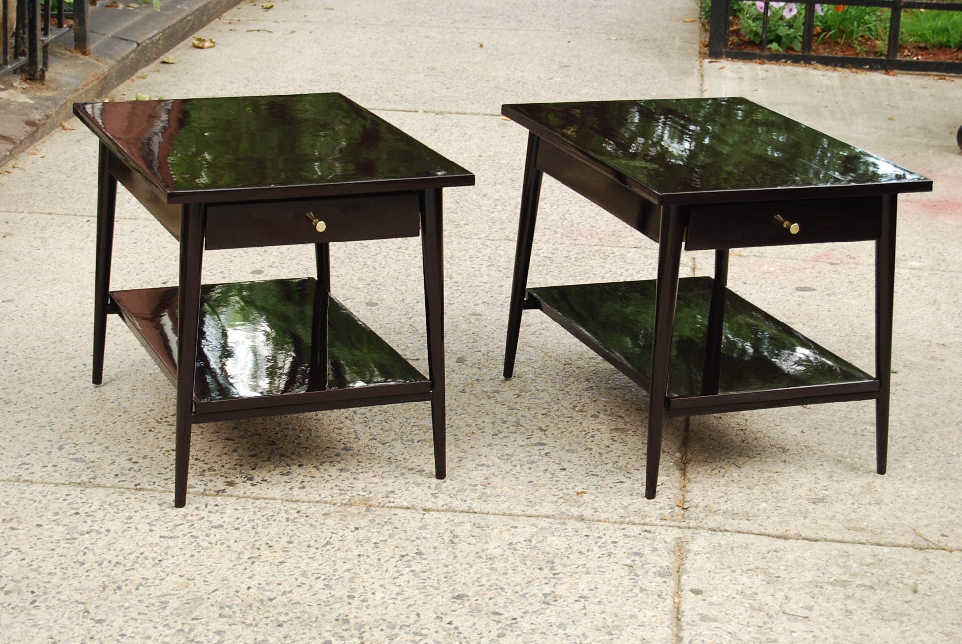 I Like Mike's Mid-Century Modern Furniture SOLD -- PAUL MCCOBB DARK LACQUERED END TABLES