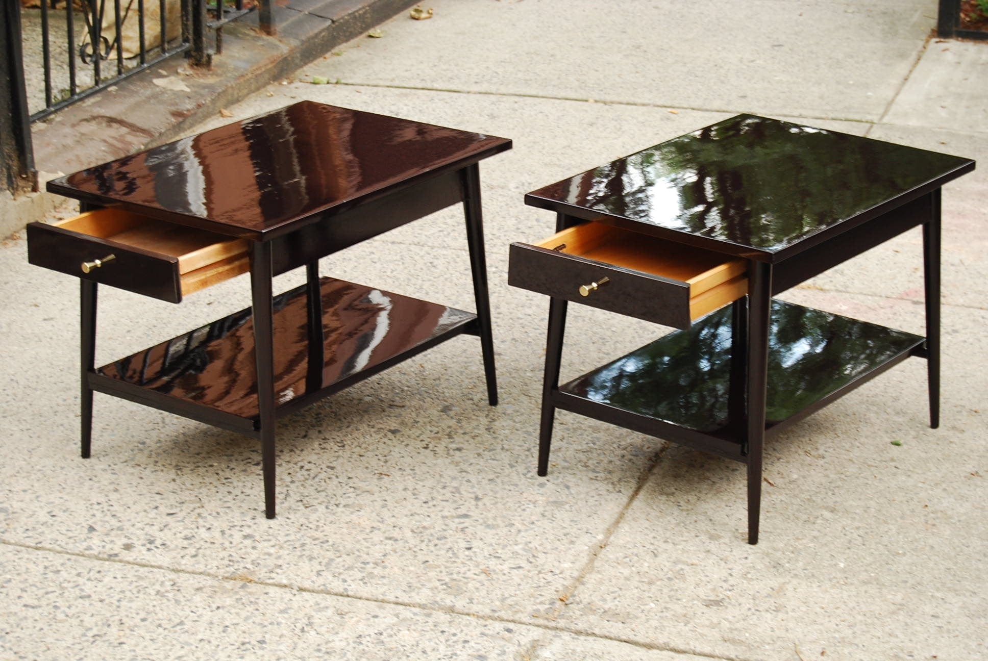 I Like Mike's Mid-Century Modern Furniture SOLD -- PAUL MCCOBB DARK LACQUERED END TABLES
