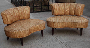 I Like Mike's Mid-Century Modern Furniture SOLD -- RECONDITIONED GOLD KIDNEY HOLLYWOOD REGENCY MID CENTURY LOVE SEATES