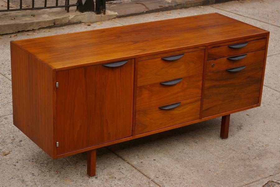 I Like Mike's Mid-Century Modern Furniture SOLD -- RESTORED COMPACT JENS RISOM WALNUT CREDENZA