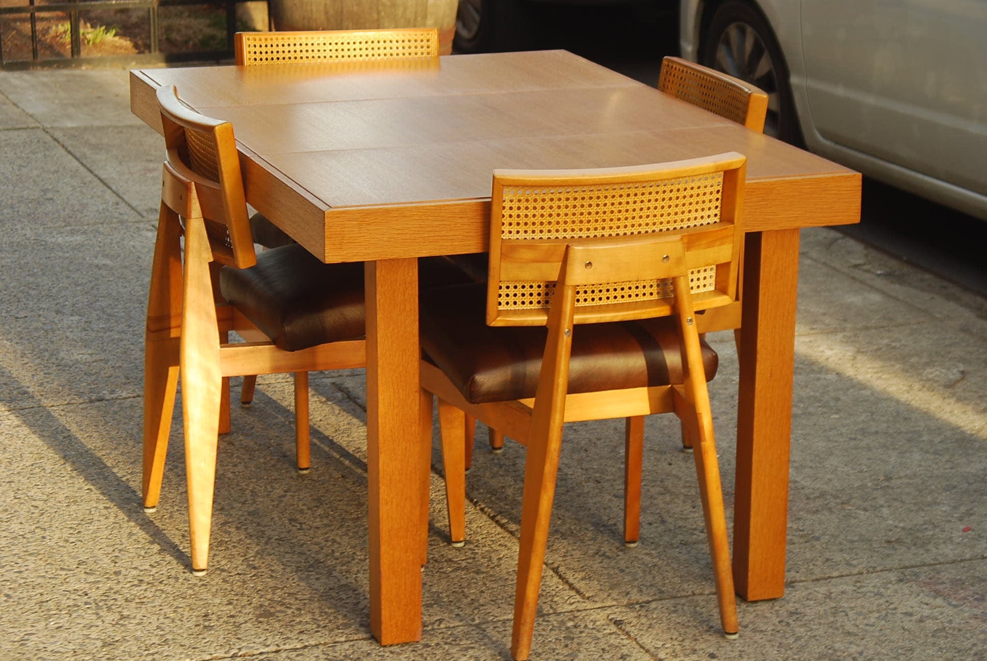 I Like Mike's Mid-Century Modern Furniture SOLD -- RESTORED GEORGE NELSON DINING SET WITH TWO BURRIED LEAVES AND FOUR CHAIRS