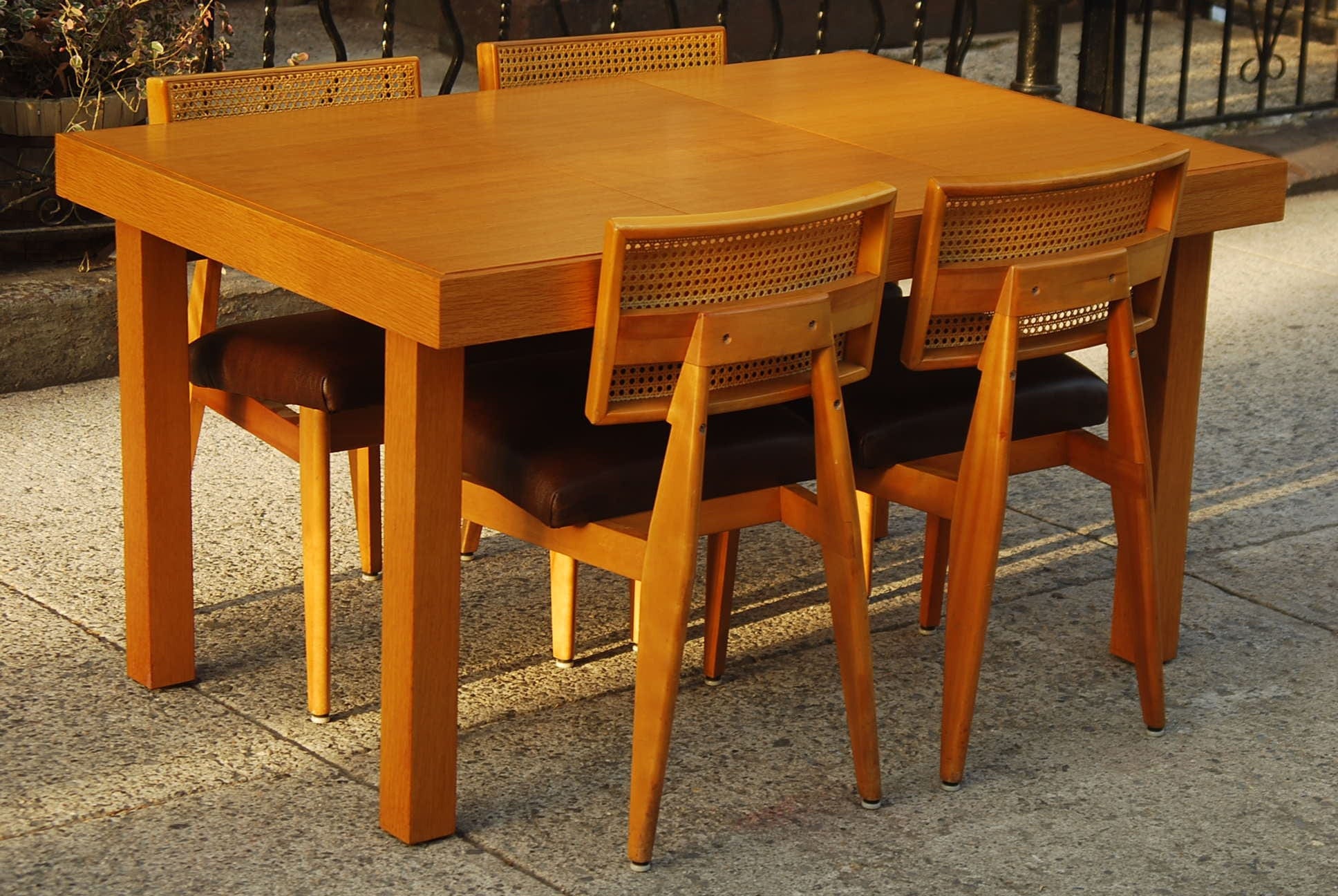 I Like Mike's Mid-Century Modern Furniture SOLD -- RESTORED GEORGE NELSON DINING SET WITH TWO BURRIED LEAVES AND FOUR CHAIRS
