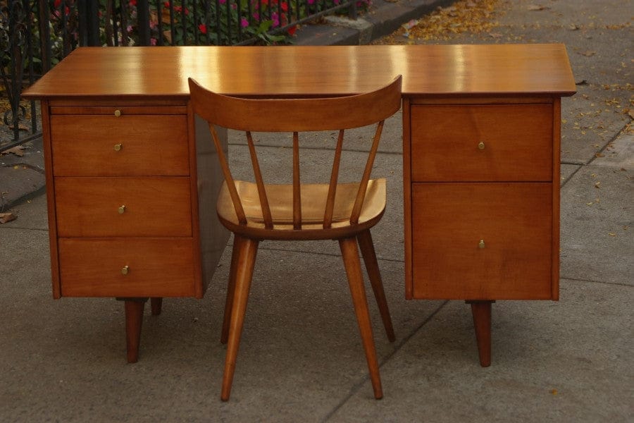 I Like Mike's Mid-Century Modern Furniture SOLD -- RESTORED PAUL MCCOBB PEDESTAL D ESK WITH CHAIR