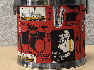 I Like Mike's Mid Century Modern Ice Bucket Jazz and Blues Ice Bucket in Red, Black and Chrome