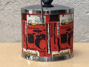 I Like Mike's Mid Century Modern Ice Bucket Jazz and Blues Ice Bucket in Red, Black and Chrome